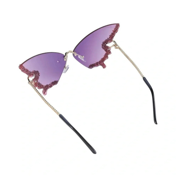Medusa Butterfly Wings Purple Crystal Sunglasses - Picture 9 of 10
